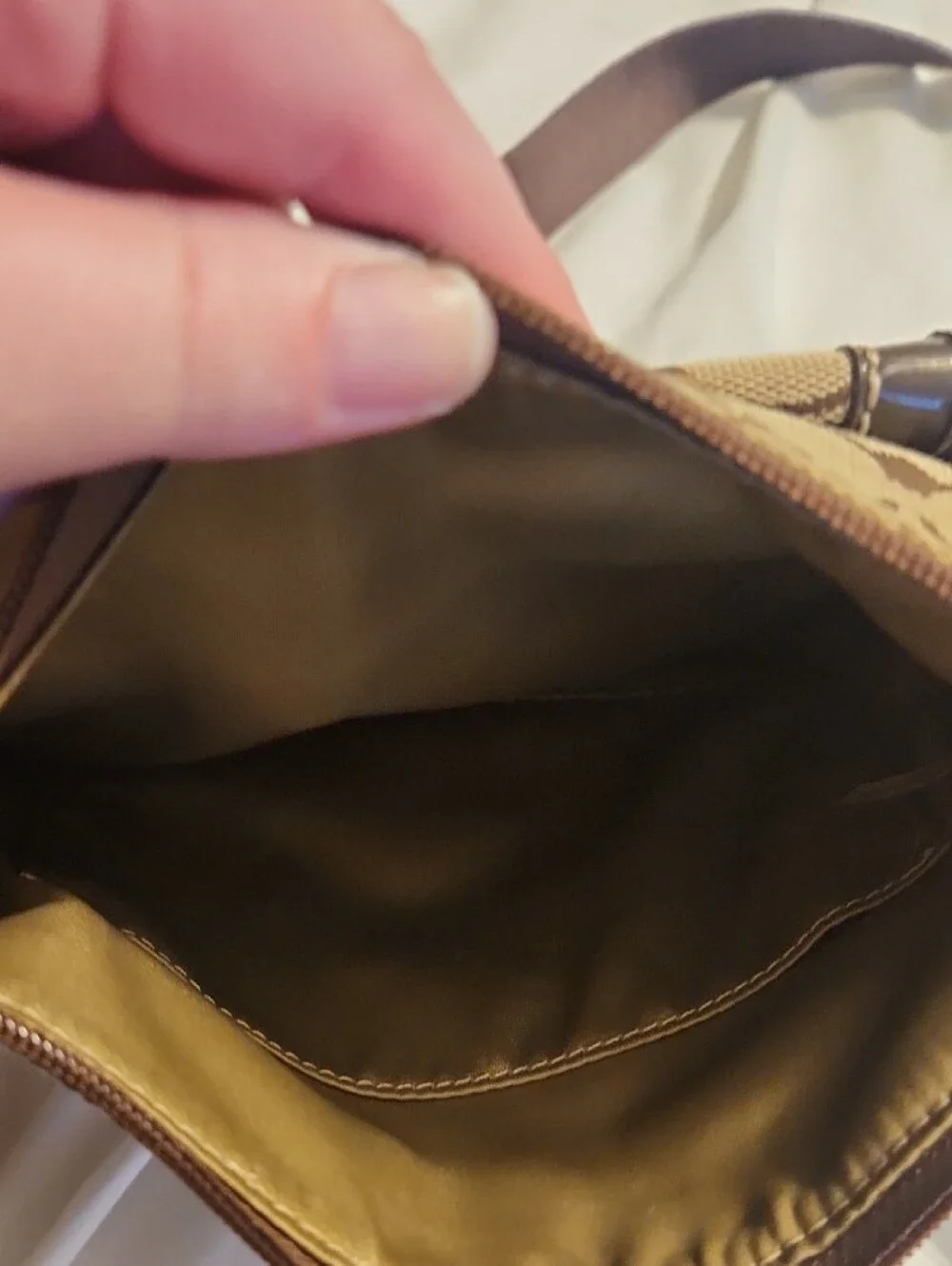 brown Coach Signature Jacquard crossbody bag